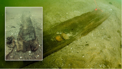 门多塔湖底发现古代独木舟